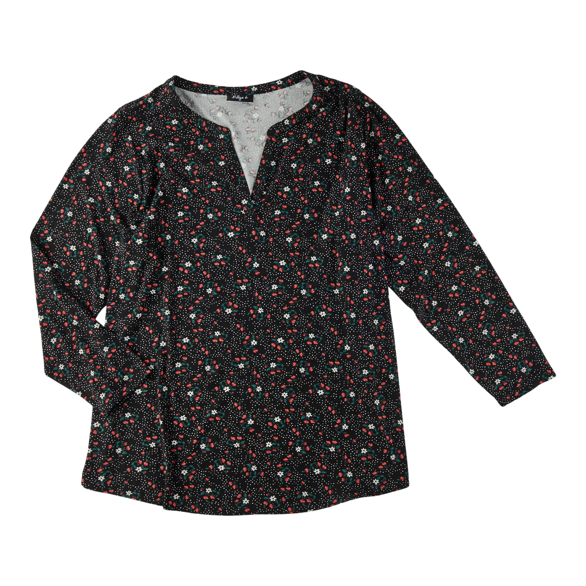 Women's Plus Printed Long Sleeve Split V-Neck Henley Top sold by Giant Tiger product image thumbnail 2