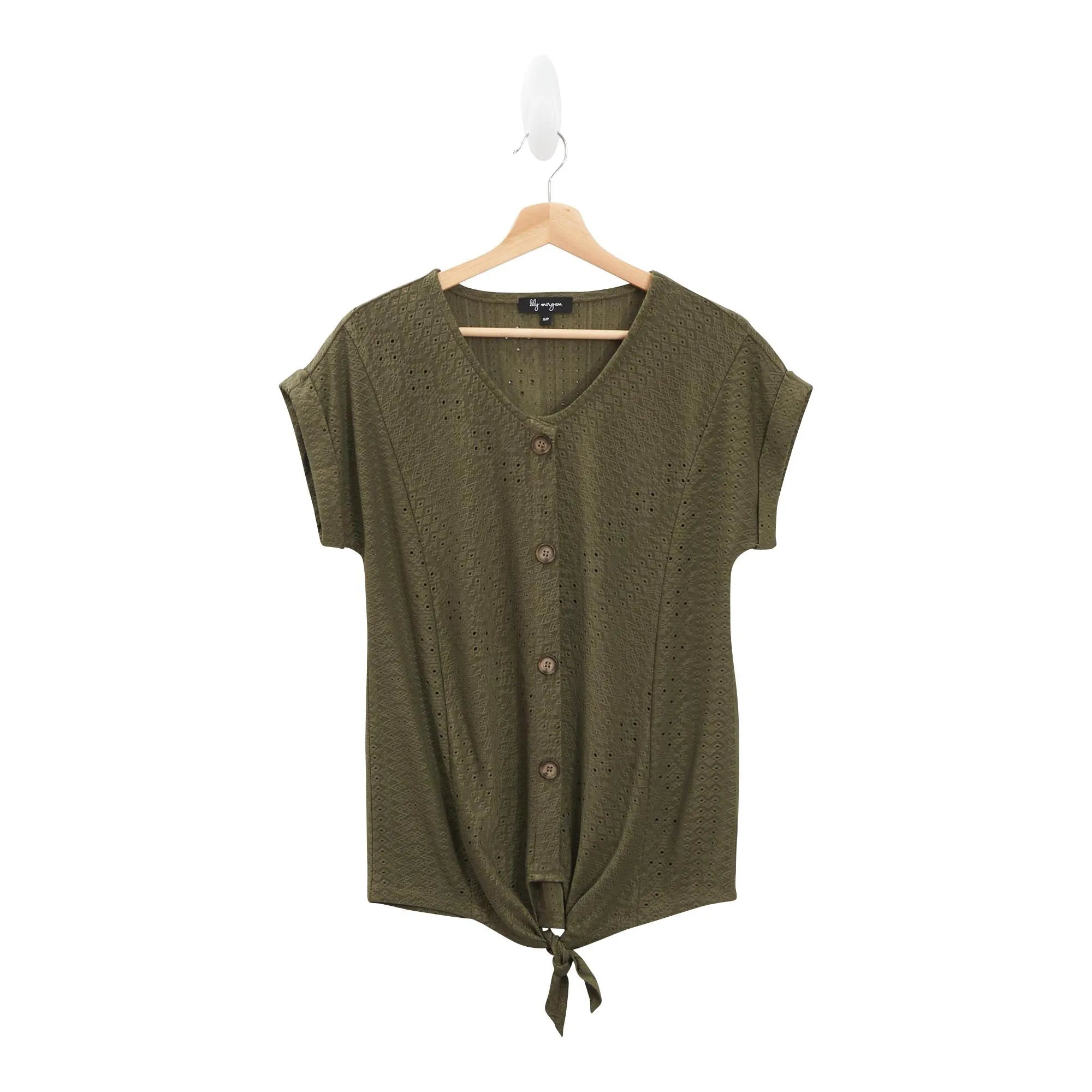 lily morgan Women's Plus Eyelet Tie Front Top - 1X-3X sold by Giant Tiger product image thumbnail 2