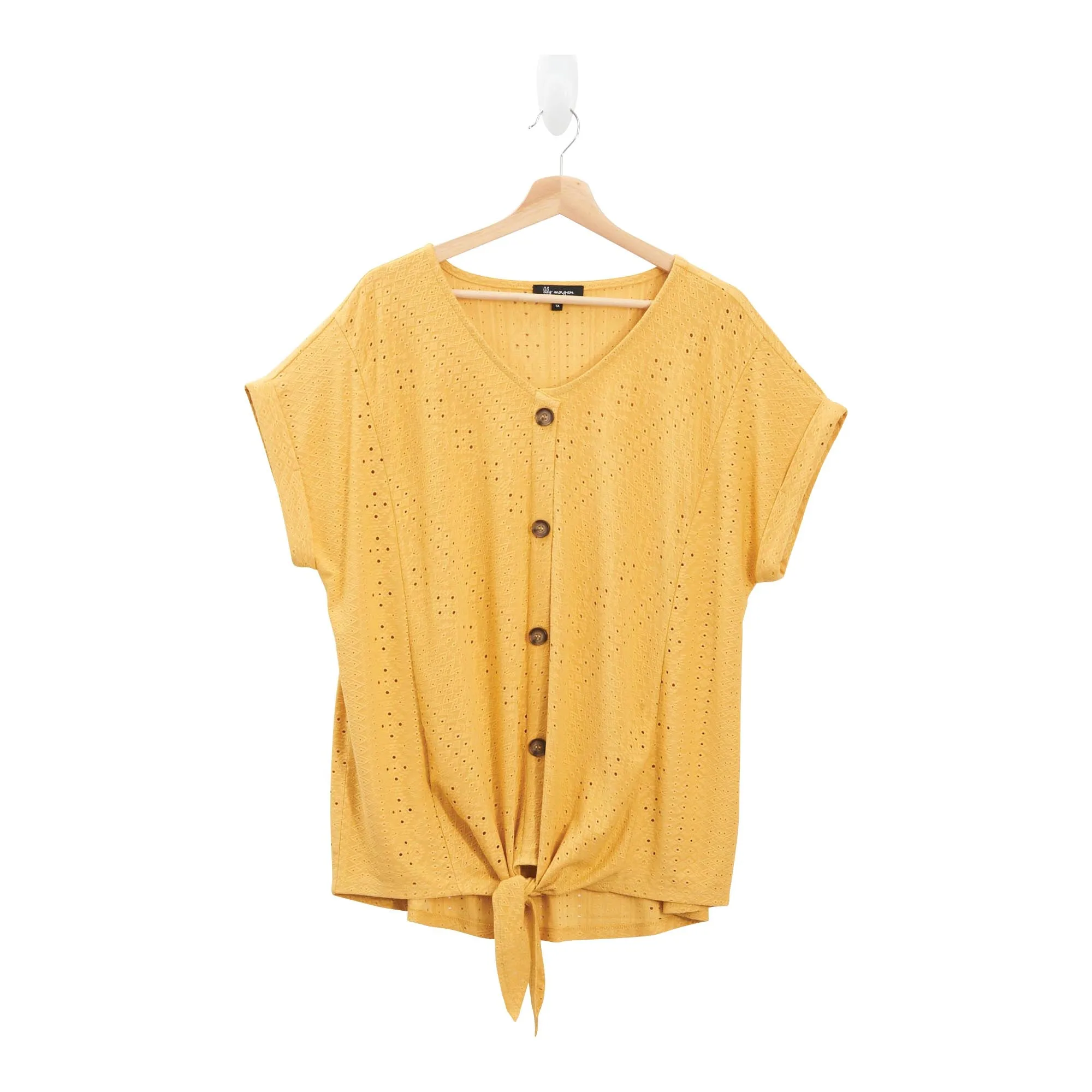 lily morgan Women's Plus Eyelet Tie Front Top - 1X-3X sold by Giant Tiger product image thumbnail 3