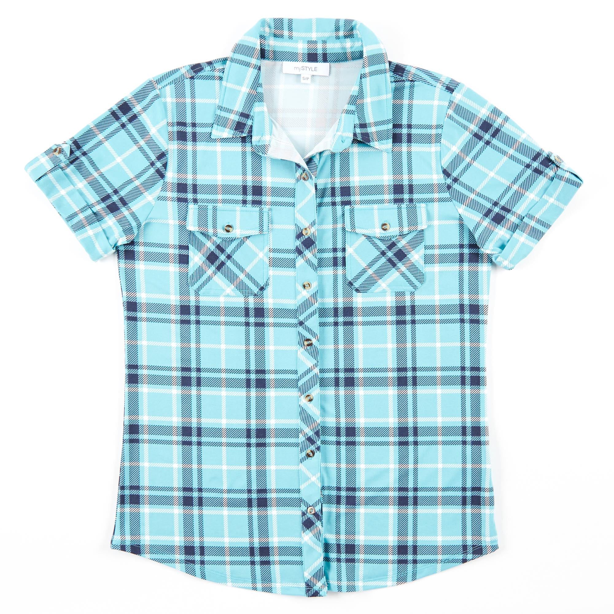 mySTYLE Women's Short Sleeve Plaid Shirt sold by Giant Tiger product image thumbnail 4