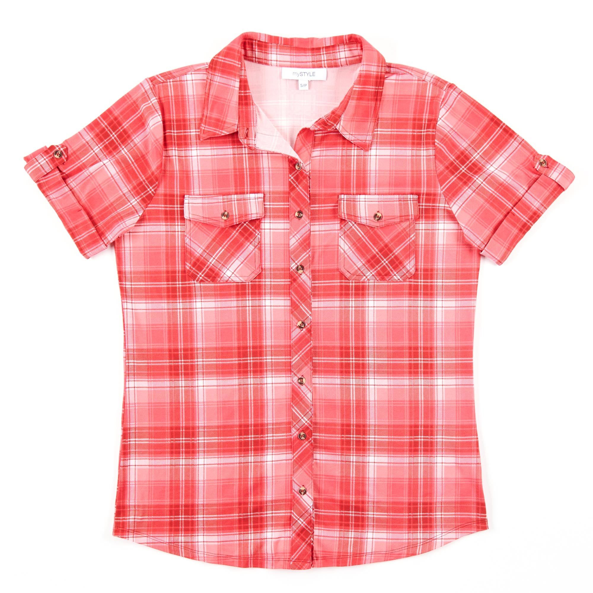 mySTYLE Women's Short Sleeve Plaid Shirt sold by Giant Tiger product image thumbnail 3