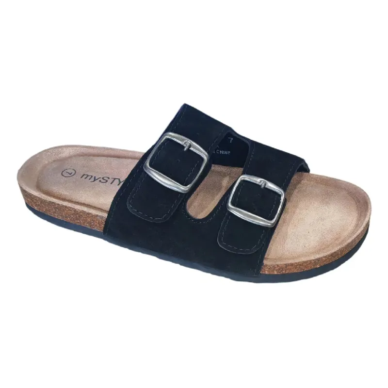 mySTYLE Women's Footbed Sandals, Black sold by Giant Tiger