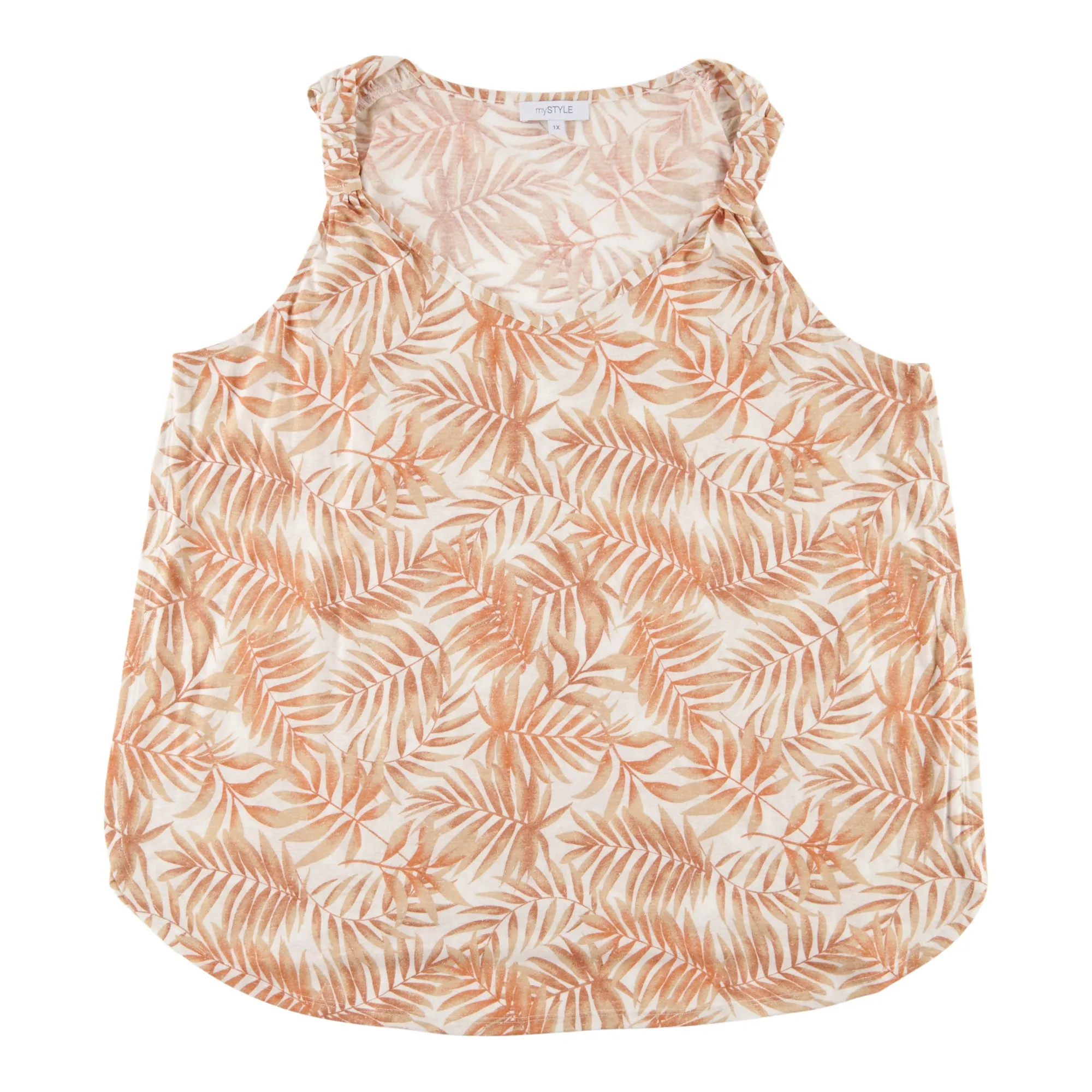 mySTYLE Women's Plus Festival Printed Tank Top with Detailing on Straps sold by Giant Tiger