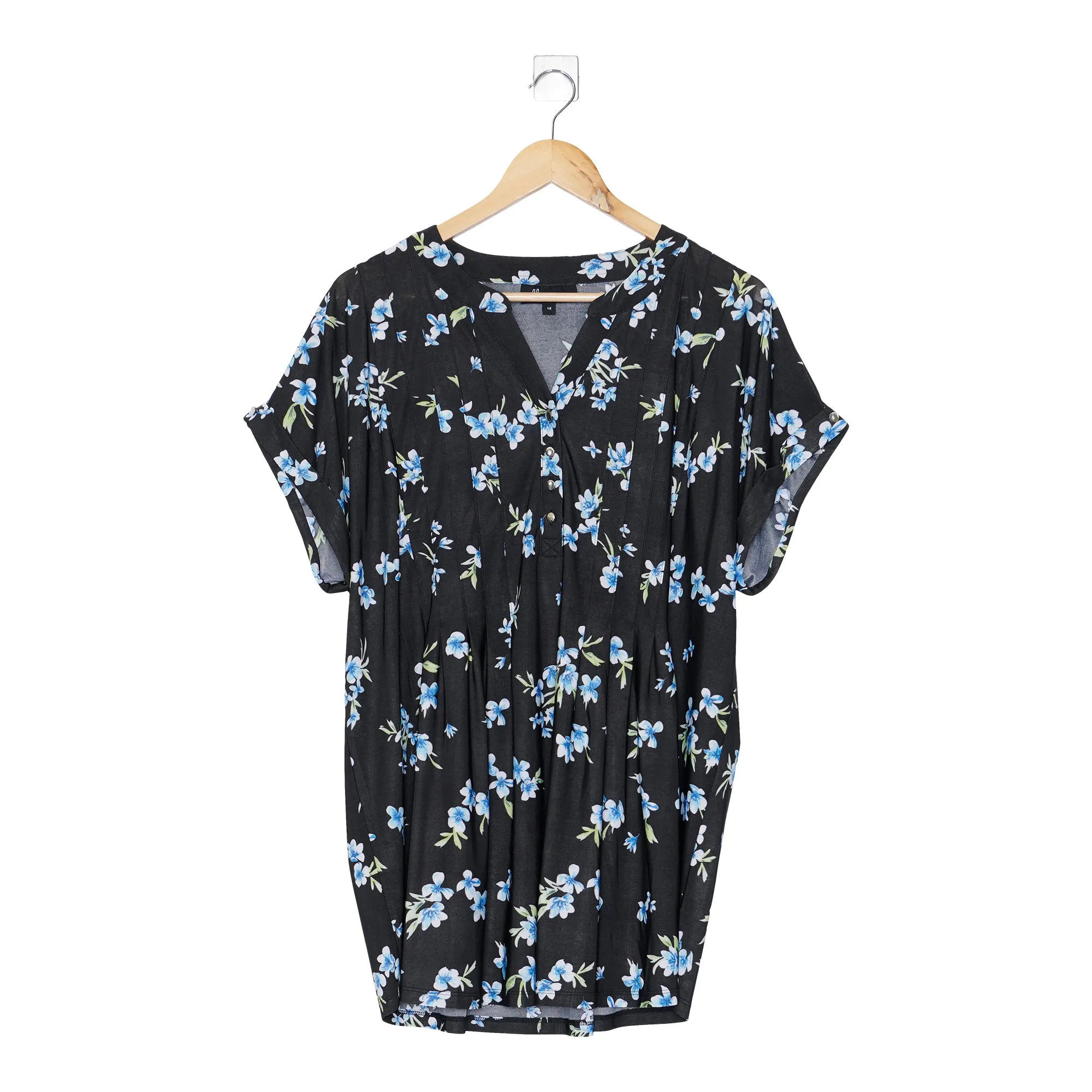 lily morgan Women's Plus Trend Edit Short Sleeve Printed Pleated Top sold by Giant Tiger product image thumbnail 3