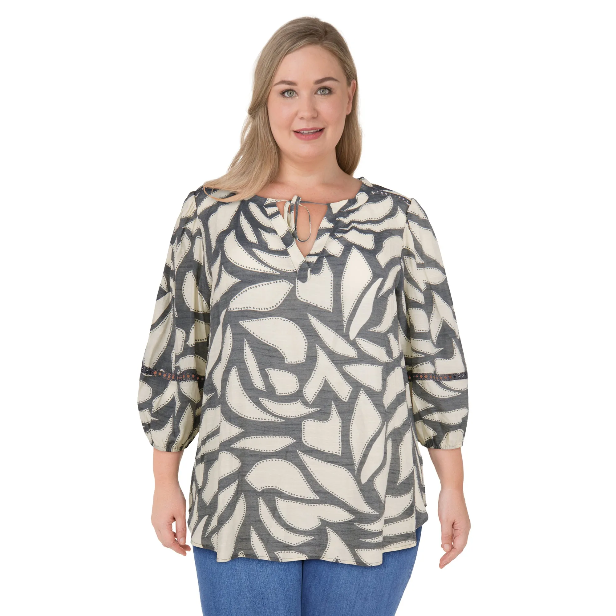 Women's Plus V-Neck Long Sleeve Blouse sold by Giant Tiger