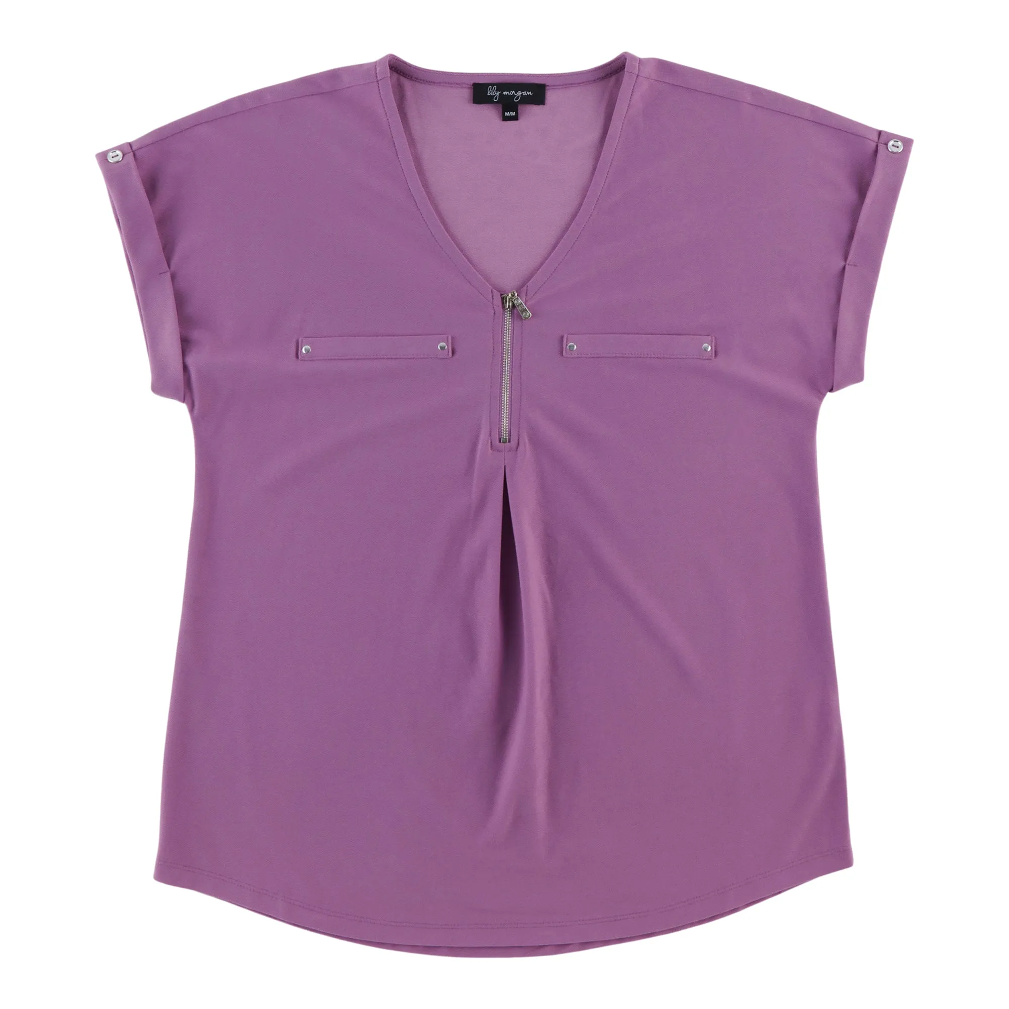 lily morgan Women's V-Neck Zip Cuffed Blouse sold by Giant Tiger product image thumbnail 4