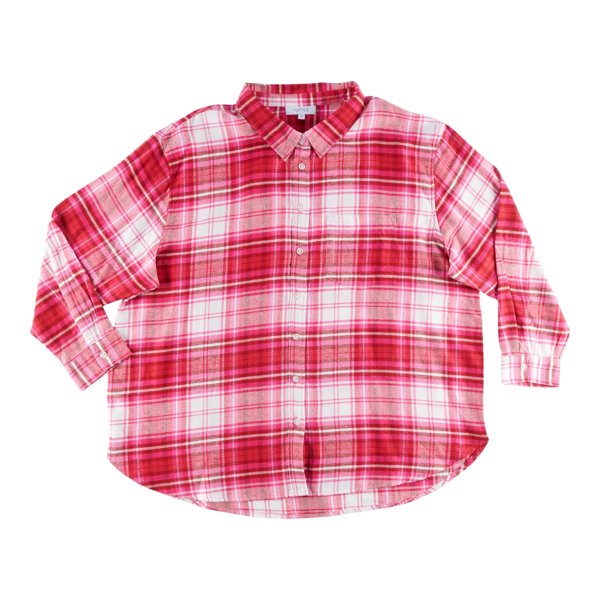 mySTYLE Women's Plus Collared Flannel Shirt sold by Giant Tiger