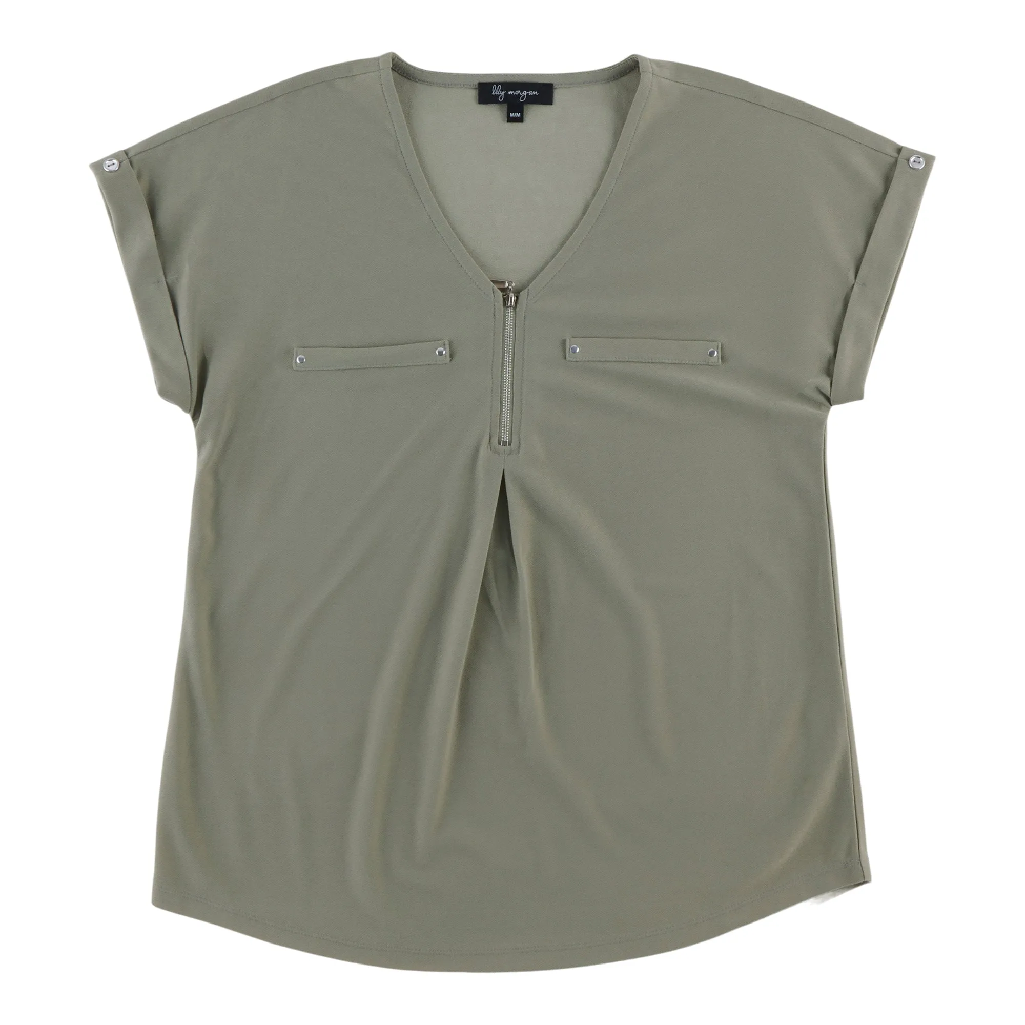 lily morgan Women's V-Neck Zip Cuffed Blouse sold by Giant Tiger product image thumbnail 3