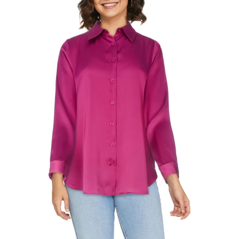 lily morgan Women's Trendsetters Solid Satin Blouse sold by Giant Tiger