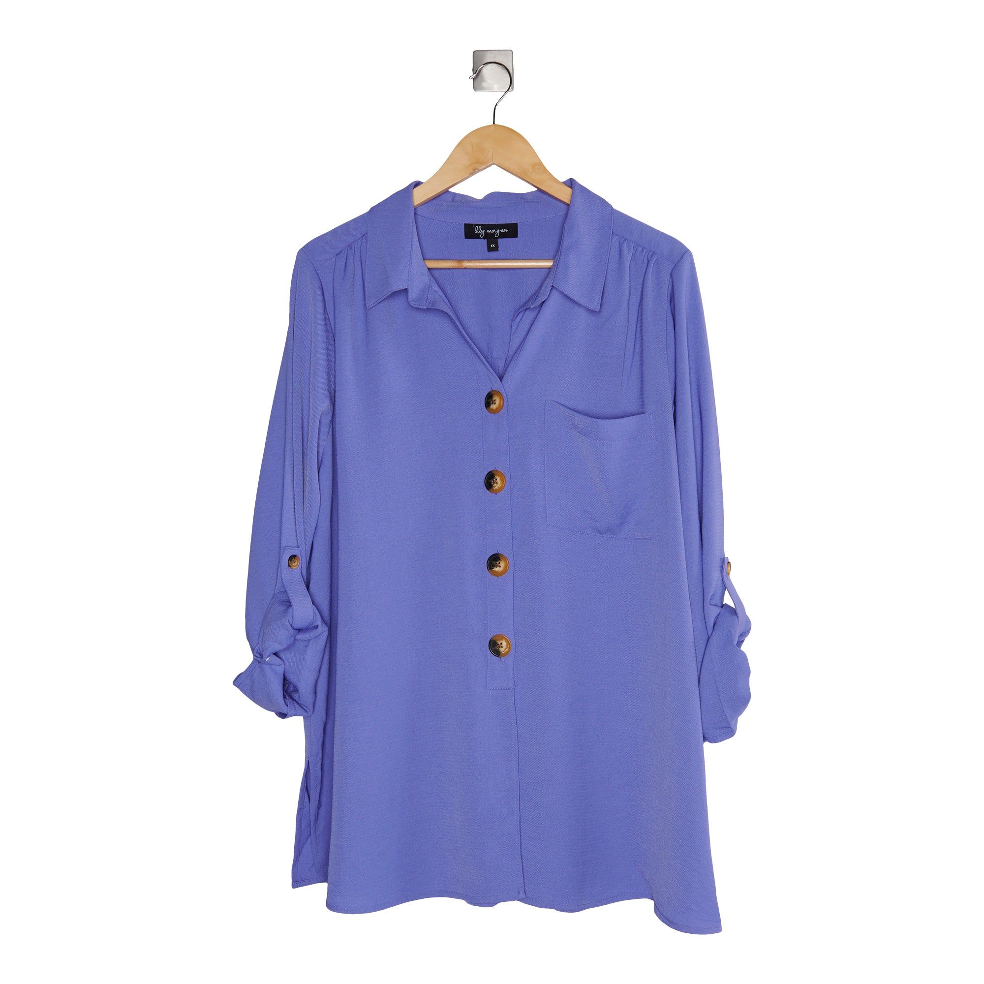 lily morgan Women's Plus Simply Chic Blouse with Big Buttons sold by Giant Tiger product image thumbnail 2