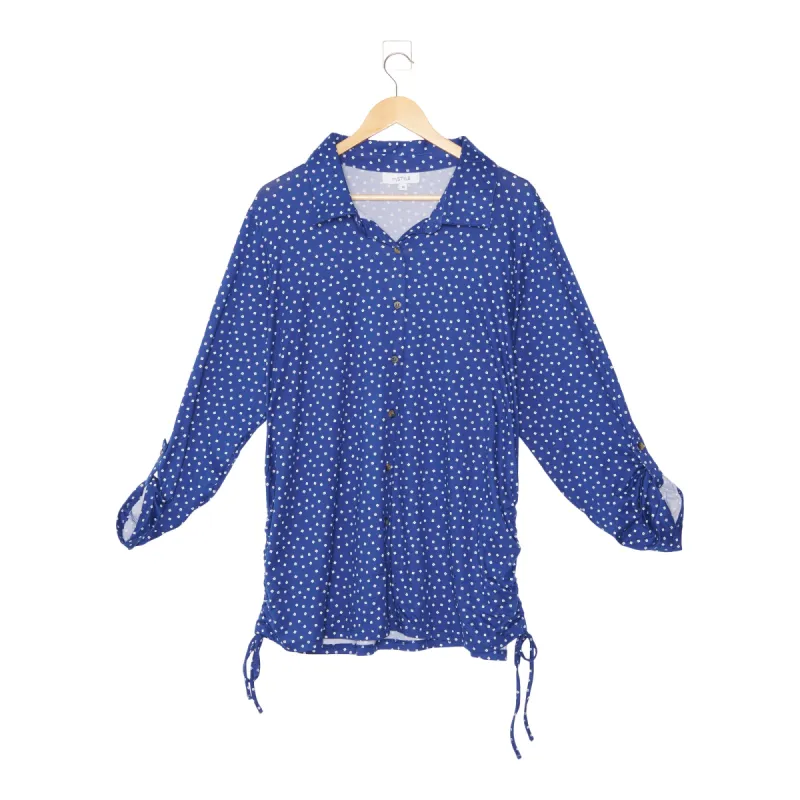 mySTYLE Women's Plus Pretty Casual Long Sleeve Collared Shirt with Side Ruching sold by Giant Tiger