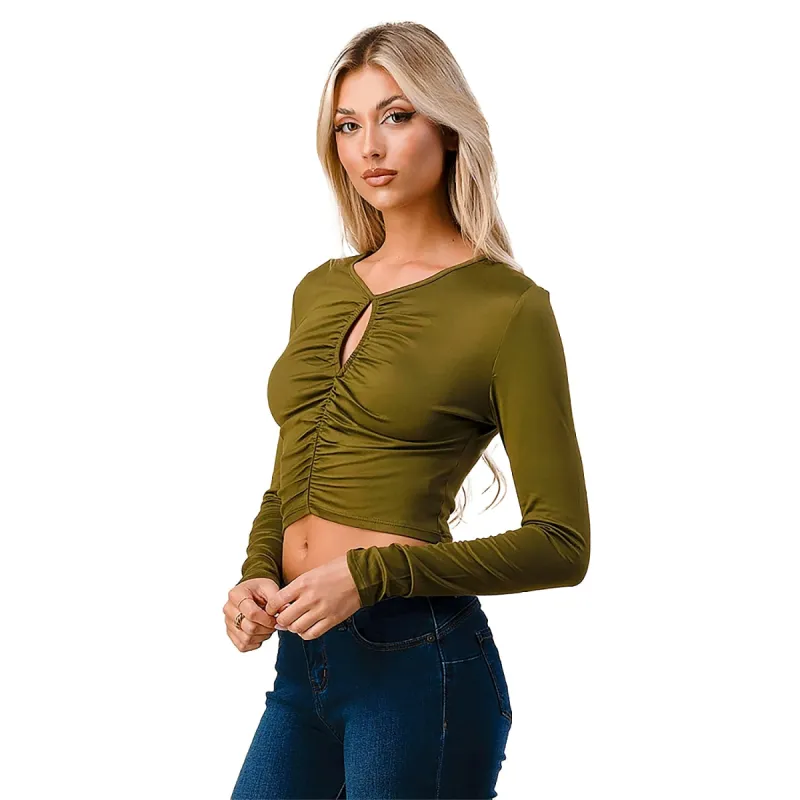 Women's Long Sleeve Keyhole Top sold by Giant Tiger