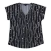 lily morgan Women's Printed V-Neck Rolled-Cuff Blouse sold by Giant Tiger