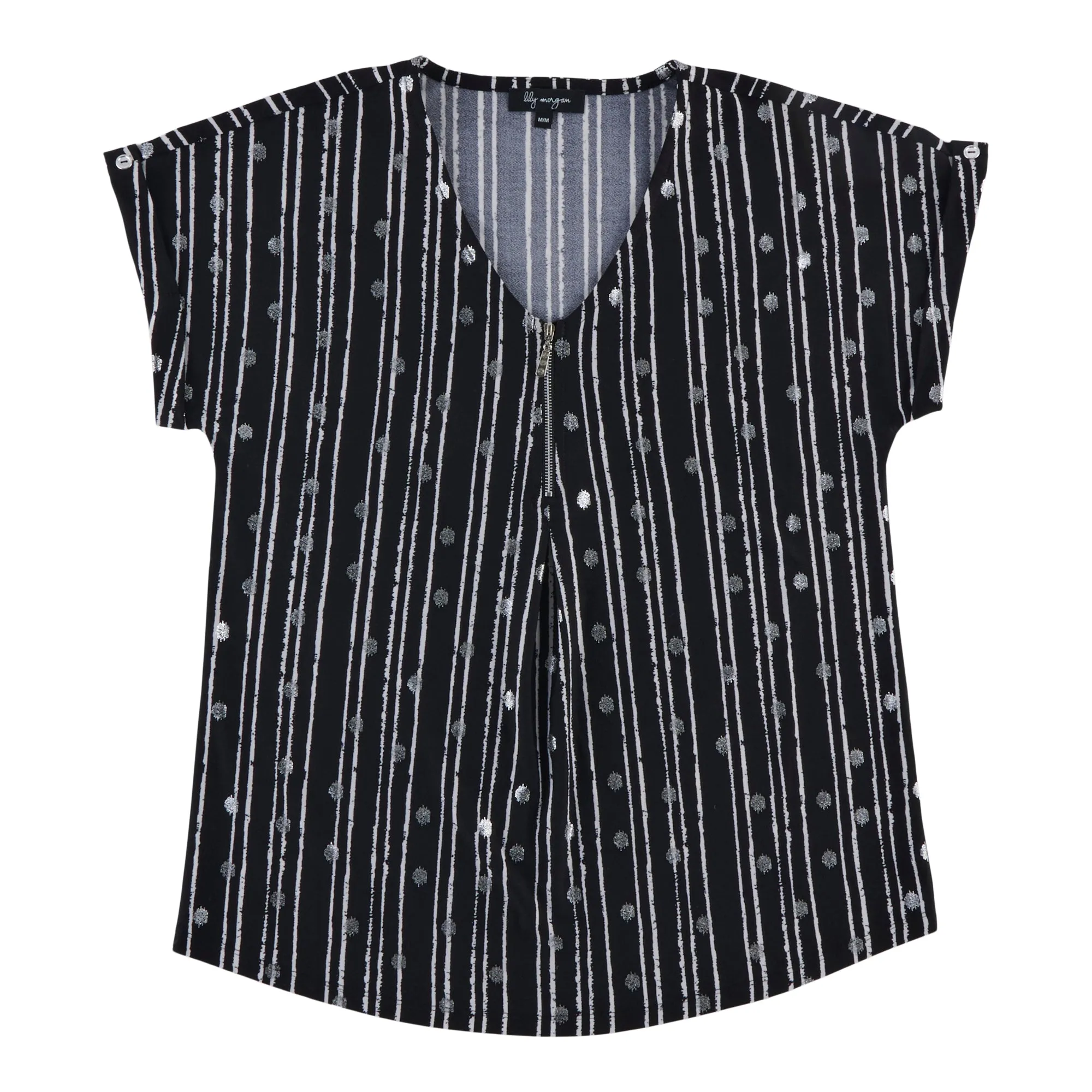 lily morgan Women's Printed V-Neck Rolled-Cuff Blouse sold by Giant Tiger product image thumbnail 2