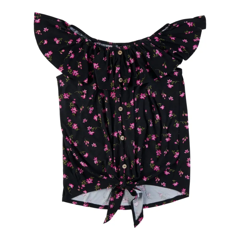 lily morgan Women's Tie-Front Ruffle Top sold by Giant Tiger