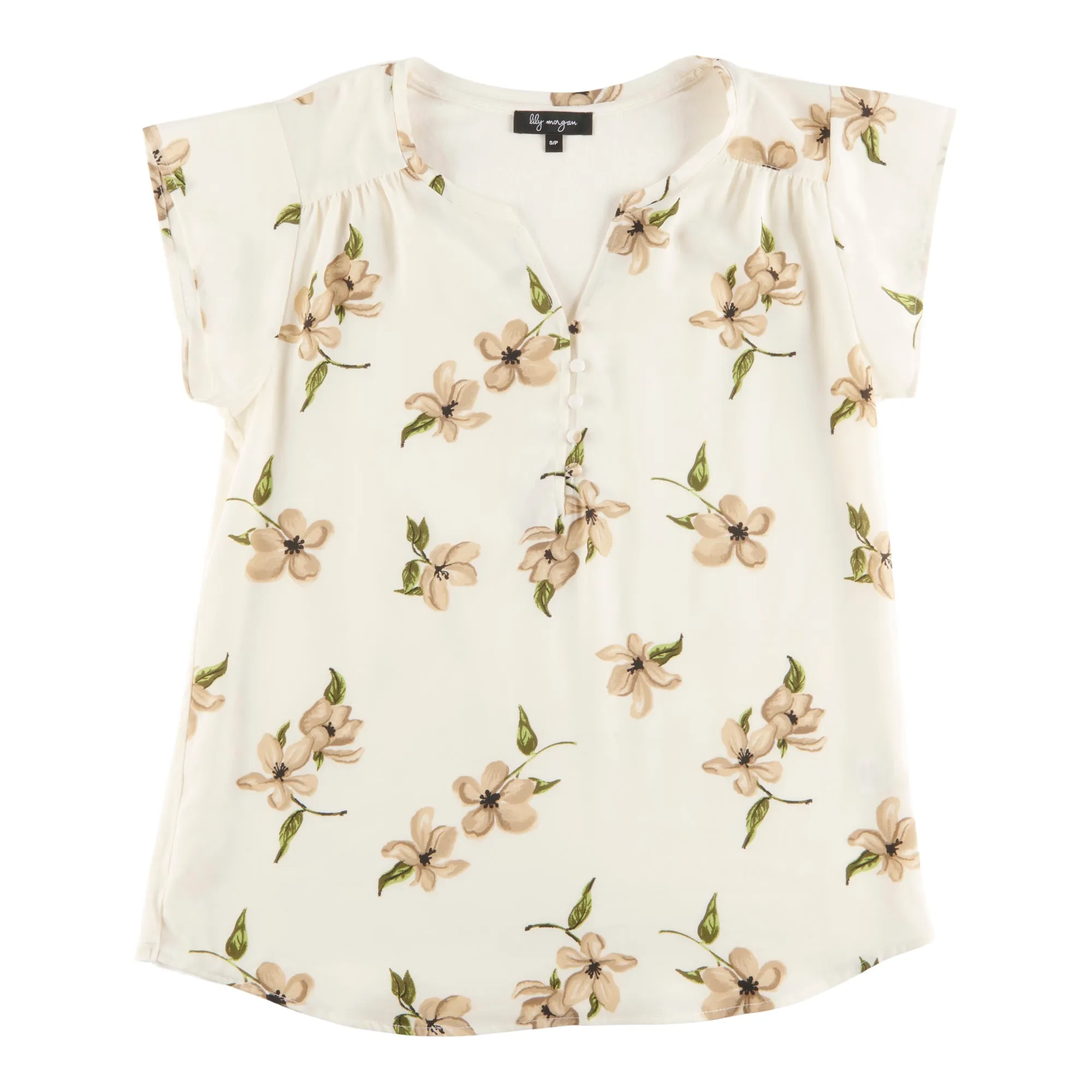 lily morgan Women's Short Sleeve Blouse with Knitted Back sold by Giant Tiger