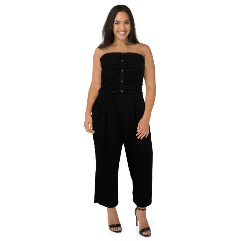 lily morgan Women's Plus Black and White Printed Knit Jumpsuit sold by Giant Tiger