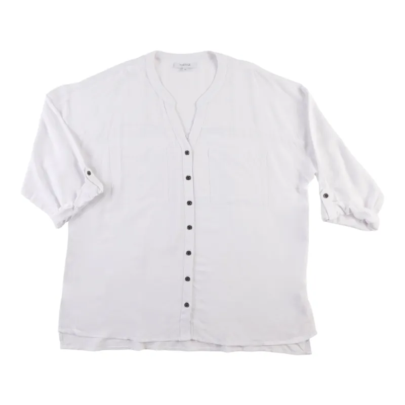mySTYLE Women's Plus Seaside High-Low Linen Shirt sold by Giant Tiger