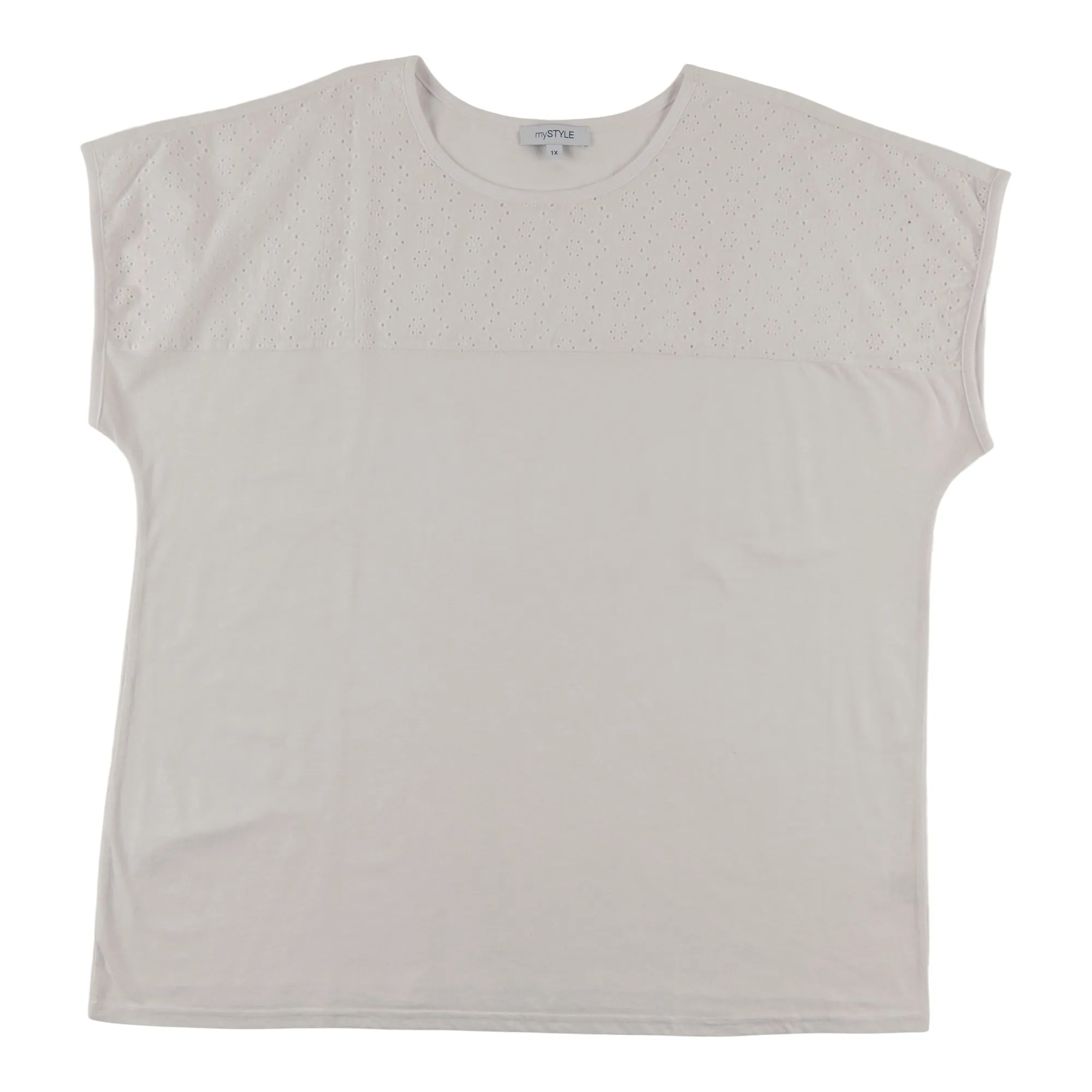 mySTYLE Women's Plus Mykonos Eyelet Yoke Tee sold by Giant Tiger
