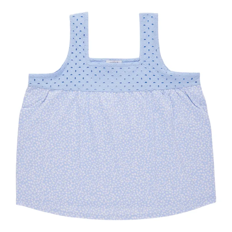 mySTYLE Women's Plus Mykonos Printed Eyelet Tank Top sold by Giant Tiger