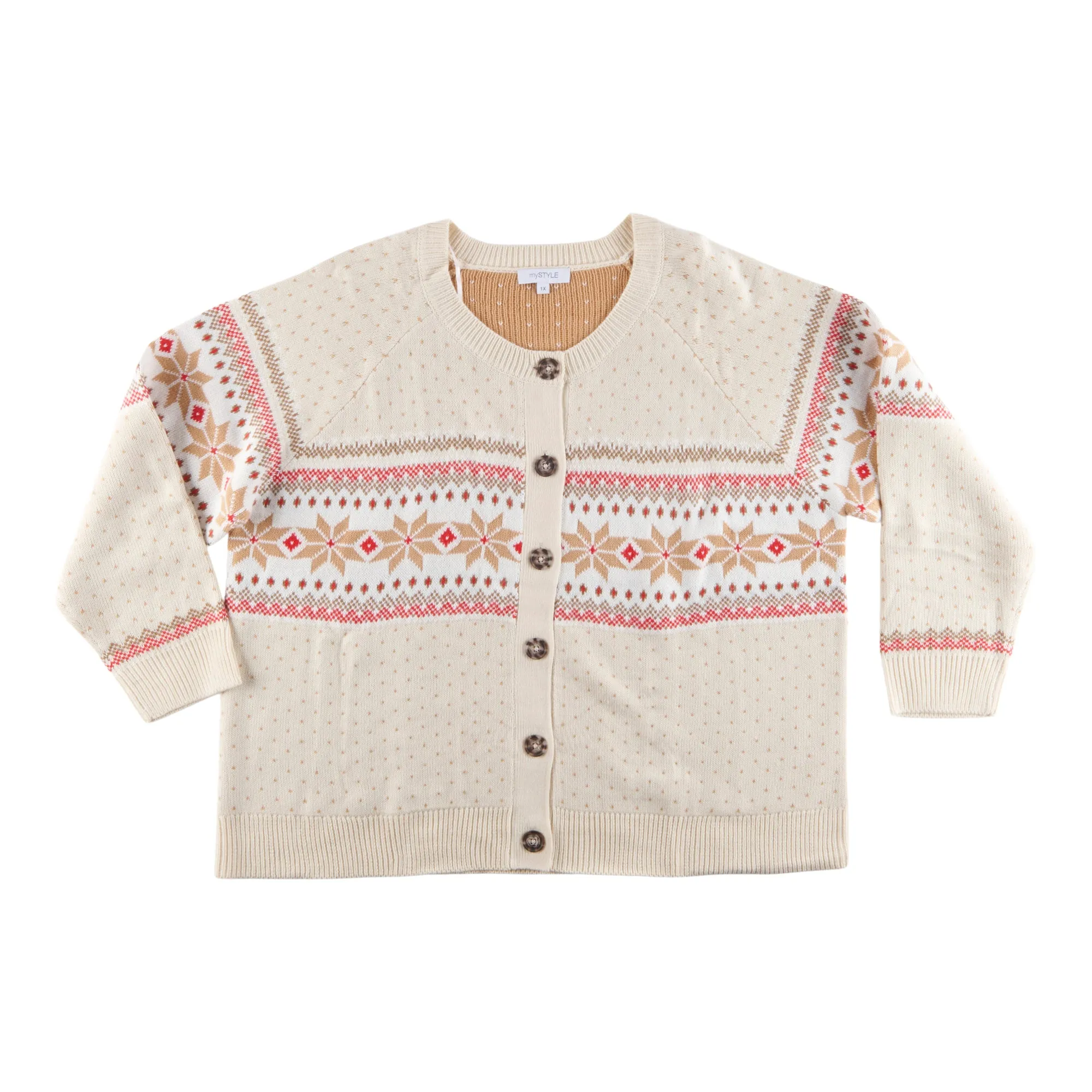 mySTYLE Women's Plus Fair Isle Cardigan sold by Giant Tiger