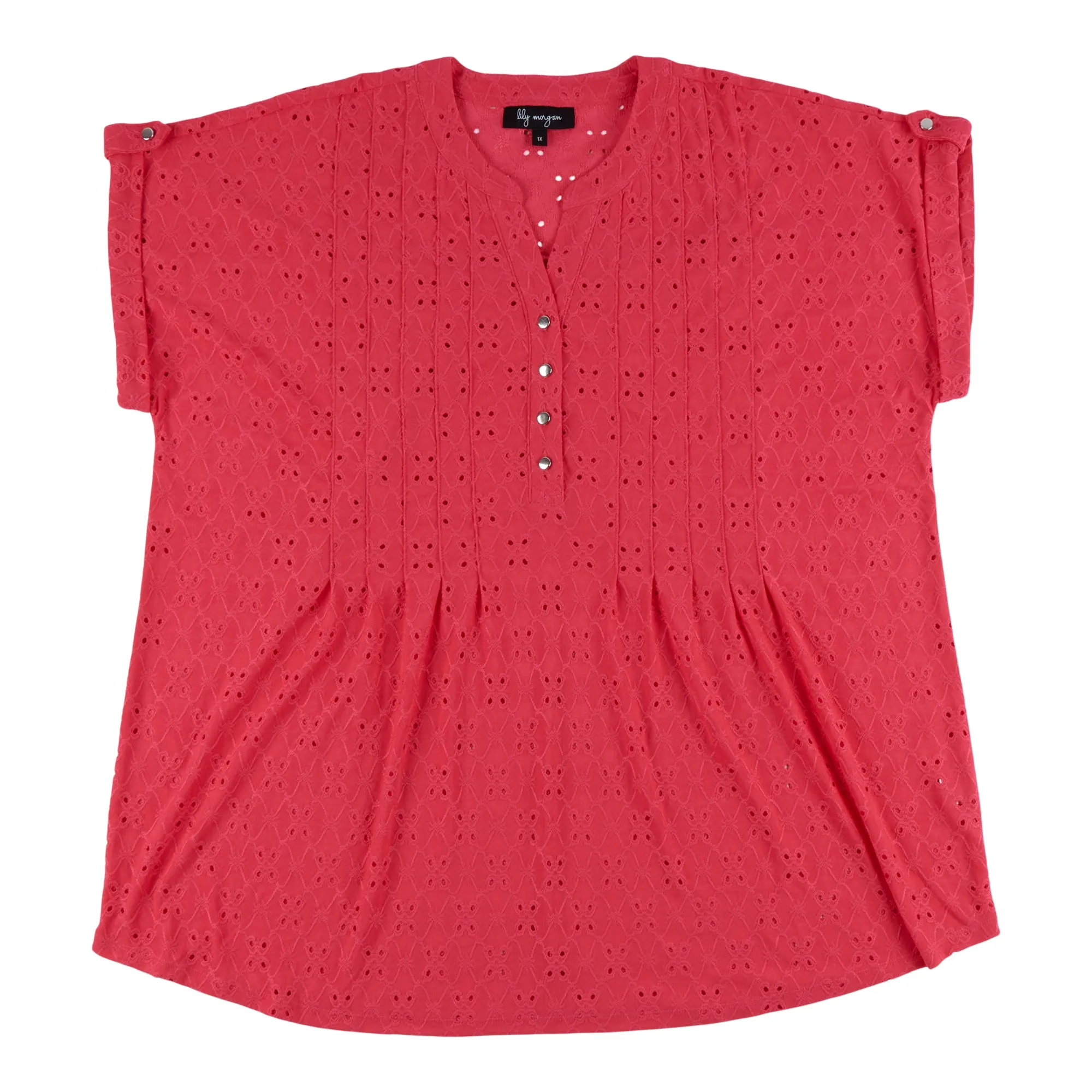 lily morgan Women's Plus V-Neck Pintuck Eyelet Blouse sold by Giant Tiger product image thumbnail 2