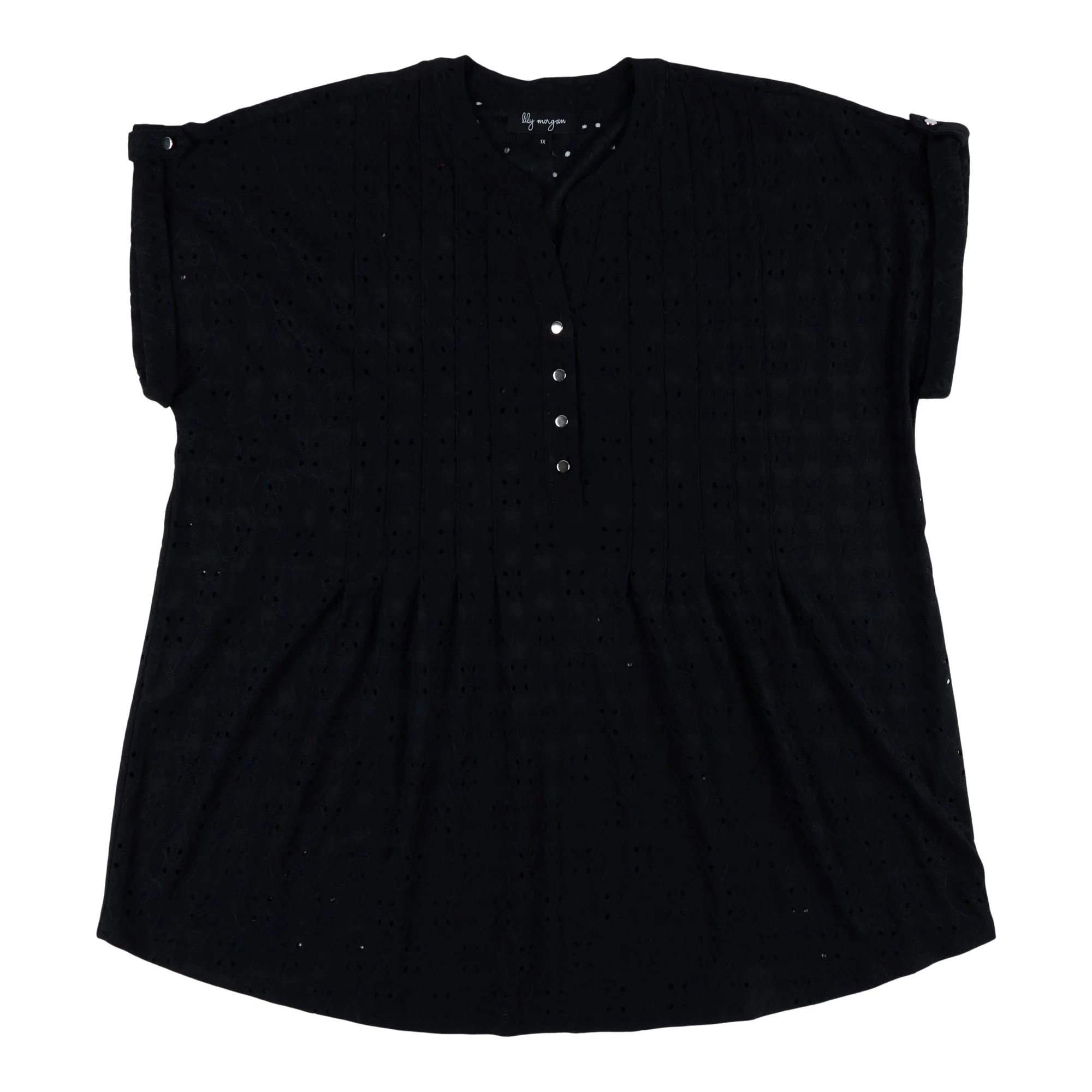 lily morgan Women's Plus V-Neck Pintuck Eyelet Blouse sold by Giant Tiger product image thumbnail 3