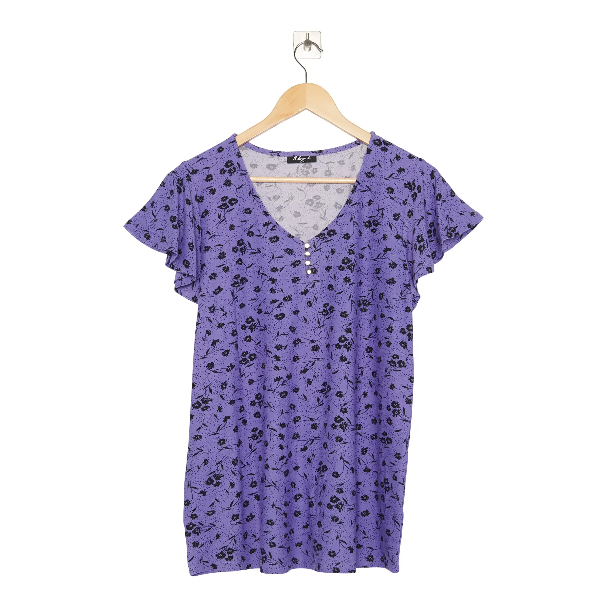Women's Printed Button Flutter Sleeve Top sold by Giant Tiger product image thumbnail 4