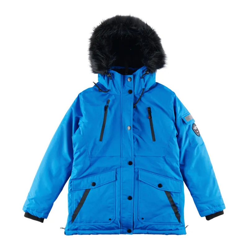 Mountain Ridge Women's Faux Fur Parka, Red & Blue sold by Giant Tiger