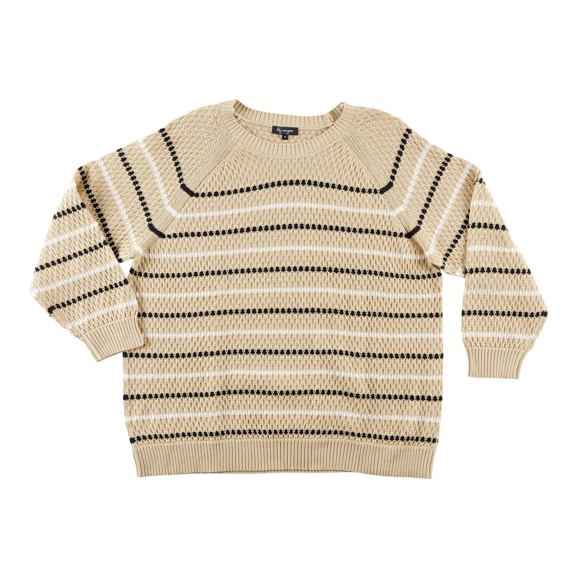 lily morgan Women's Plus Striped Stitch Pullover Sweater sold by Giant Tiger