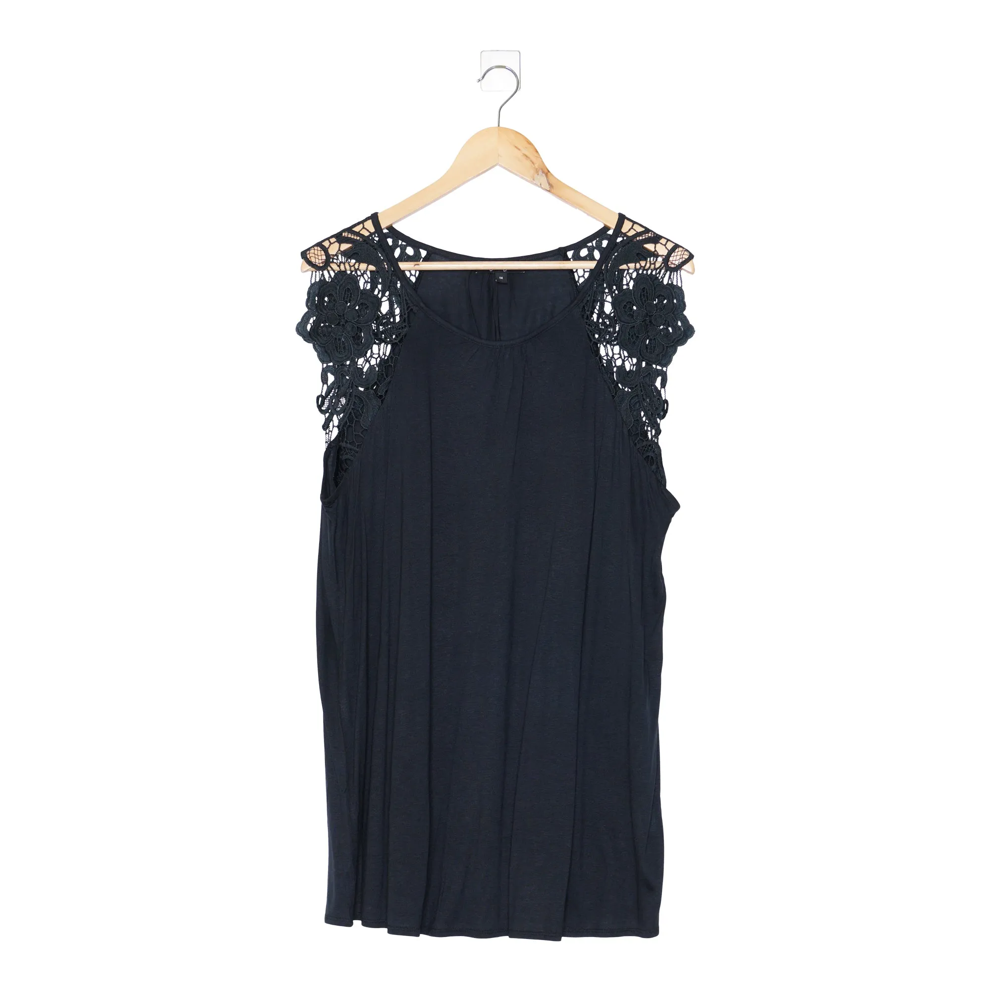 lily morgan Women's Plus Crochet Trim Top sold by Giant Tiger