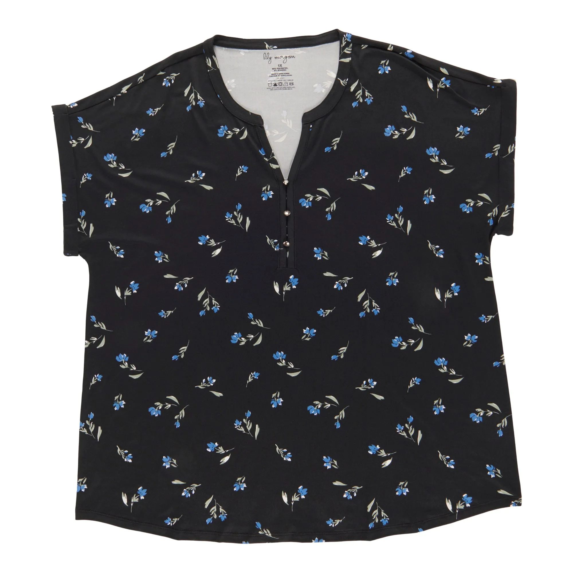 lily morgan Women's Plus V-Neck Button Detail Blouse sold by Giant Tiger