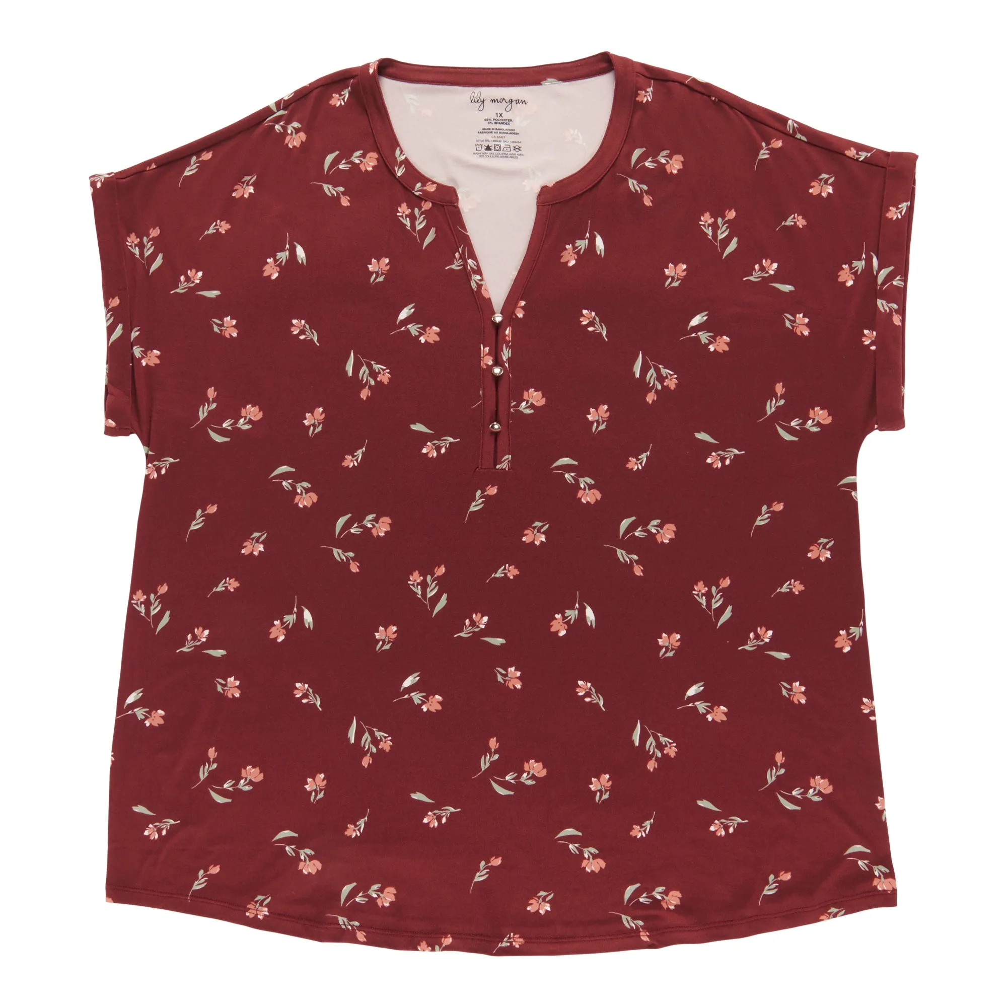 lily morgan Women's Plus V-Neck Button Detail Blouse sold by Giant Tiger product image thumbnail 3