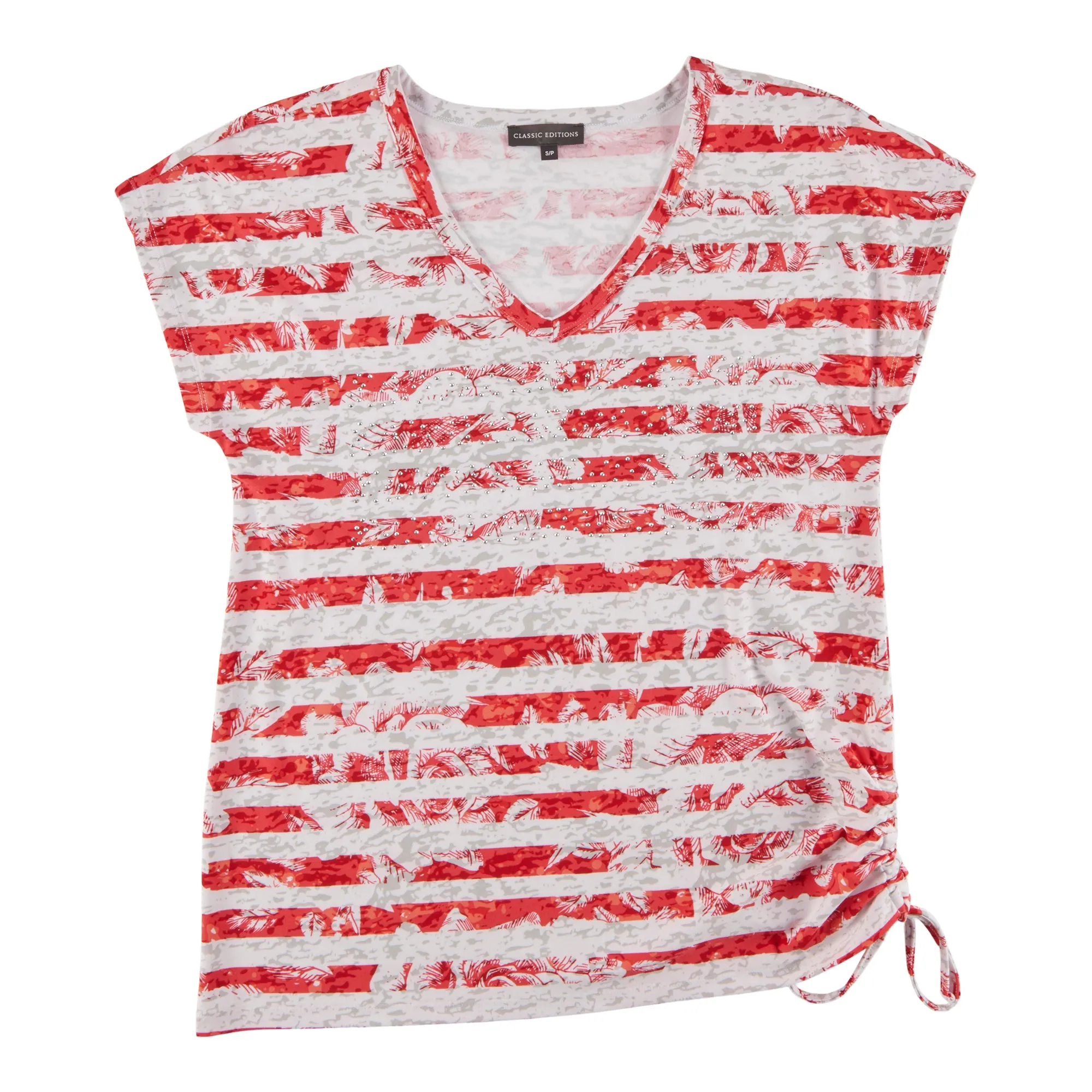 Classic Editions Women's Classic Style Striped Short Sleeve T-Shirt with Ruched Side sold by Giant Tiger product image thumbnail 3