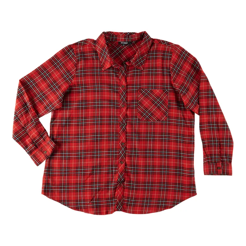 Women's Plus Long Sleeve Plaid Shirt with Pocket sold by Giant Tiger