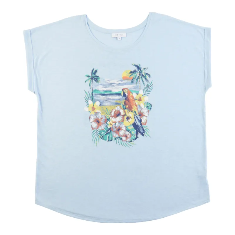 mySTYLE Women's Plus Summer Sizzle Short Rolled Sleeve Slub T-Shirt sold by Giant Tiger