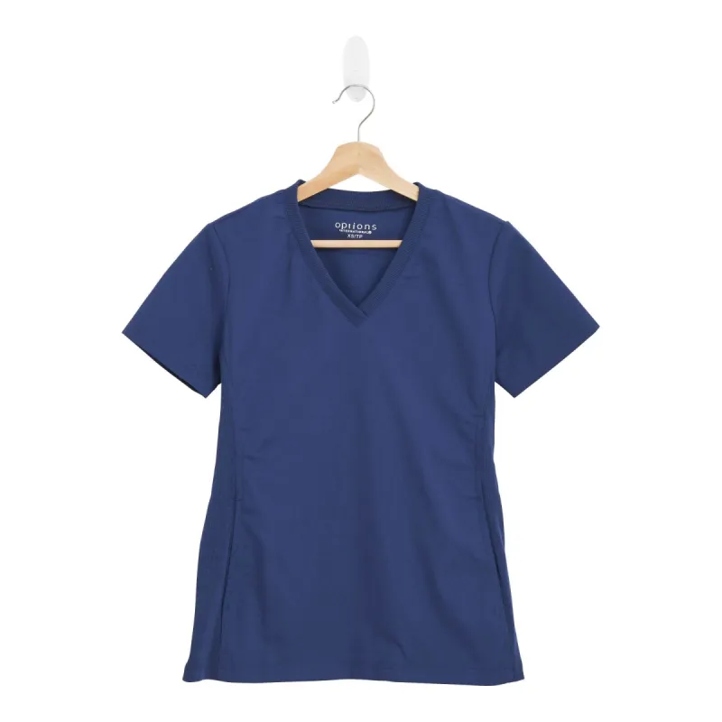 Options Women's Short Sleeve V-Neck Scrub Top with Front Pockets, Navy sold by Giant Tiger