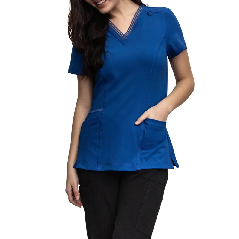Women's V-Neck Trim Scrub Top, Blue sold by Giant Tiger