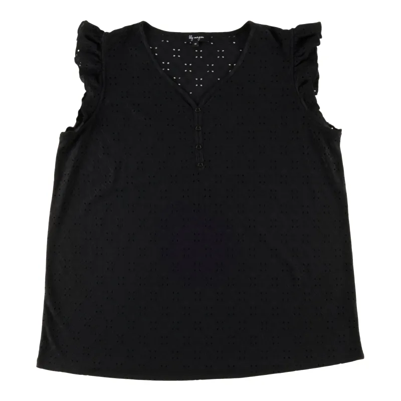 lily morgan Women's Plus Ocean Blues Eyelet Flutter Sleeve Top sold by Giant Tiger