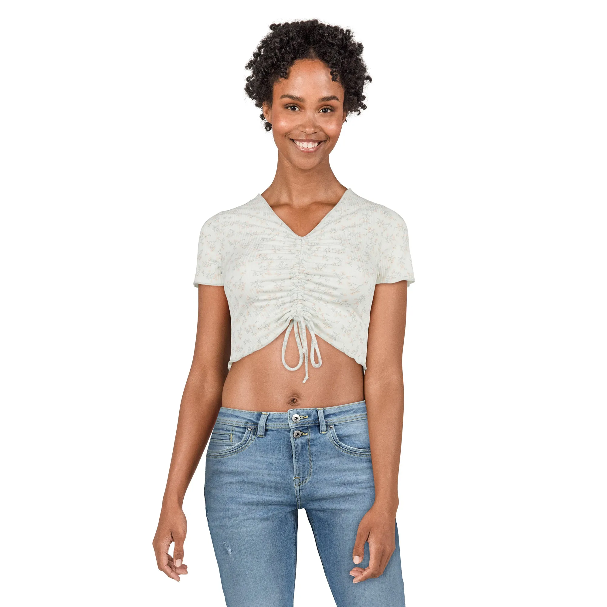 Women's Short Sleeve V-Neck Side Ruched Top sold by Giant Tiger