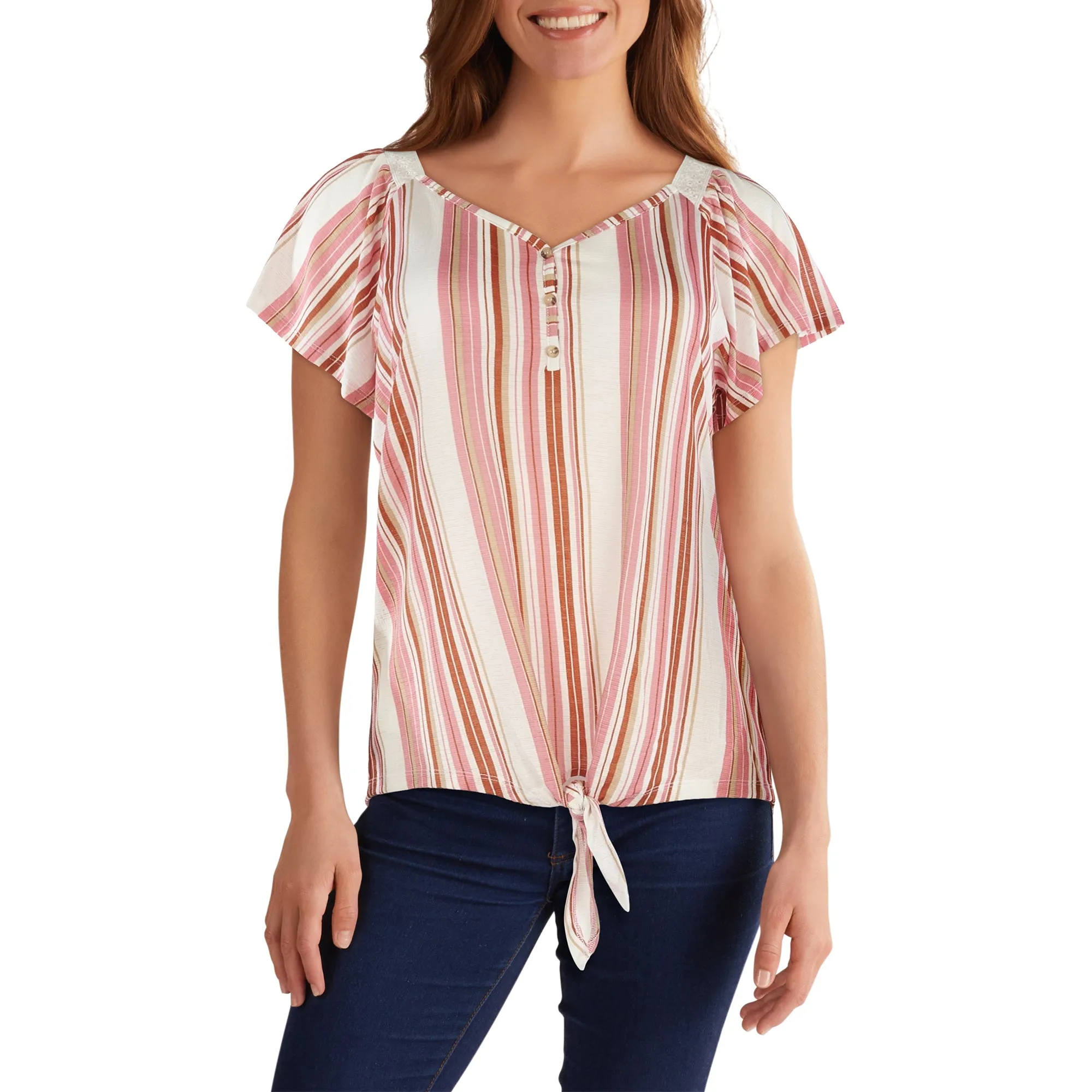 mySTYLE Women's Festival Printed Tie Front Flutter Top sold by Giant Tiger product image thumbnail 5