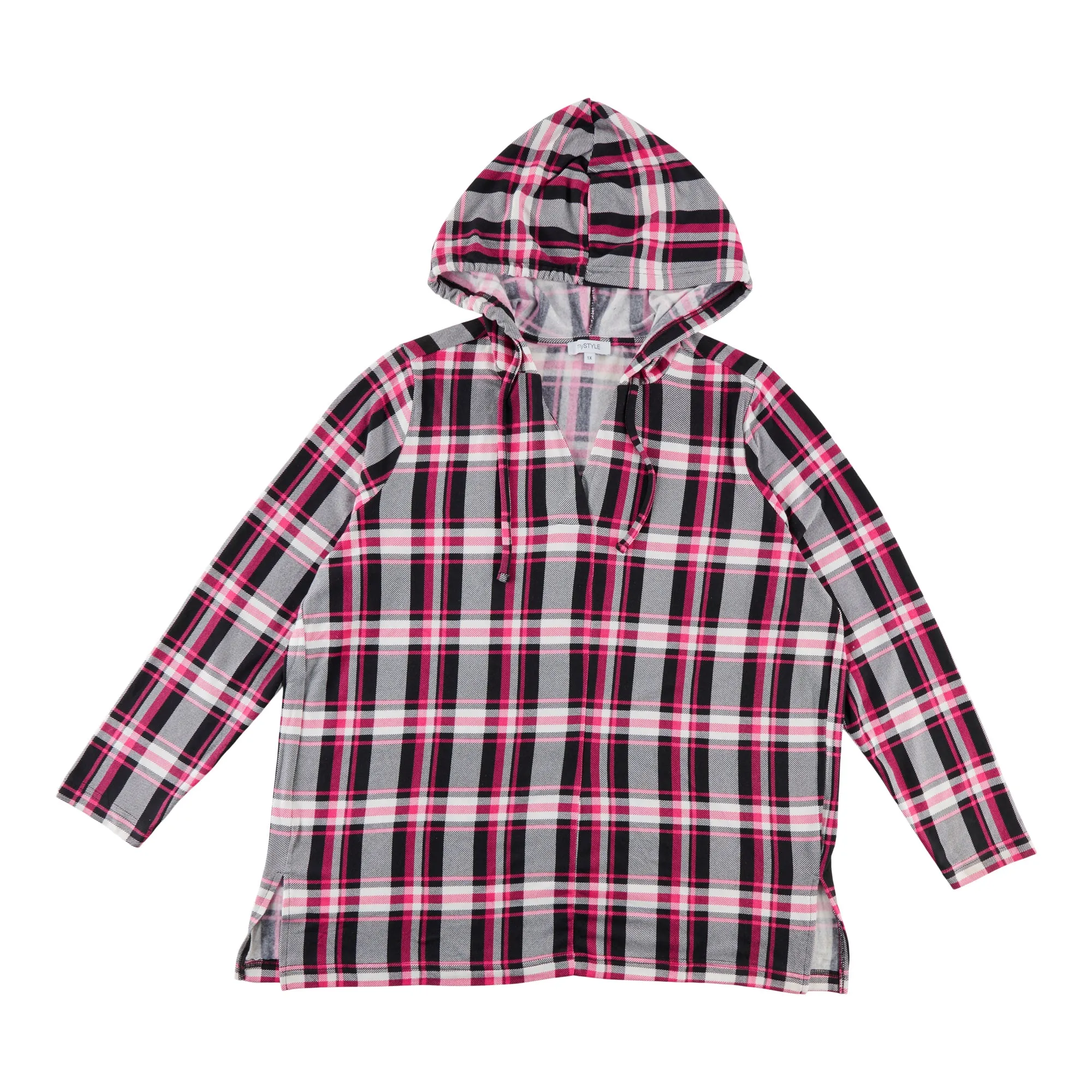mySTYLE Women's Plus Hooded Plaid Top sold by Giant Tiger product image thumbnail 3