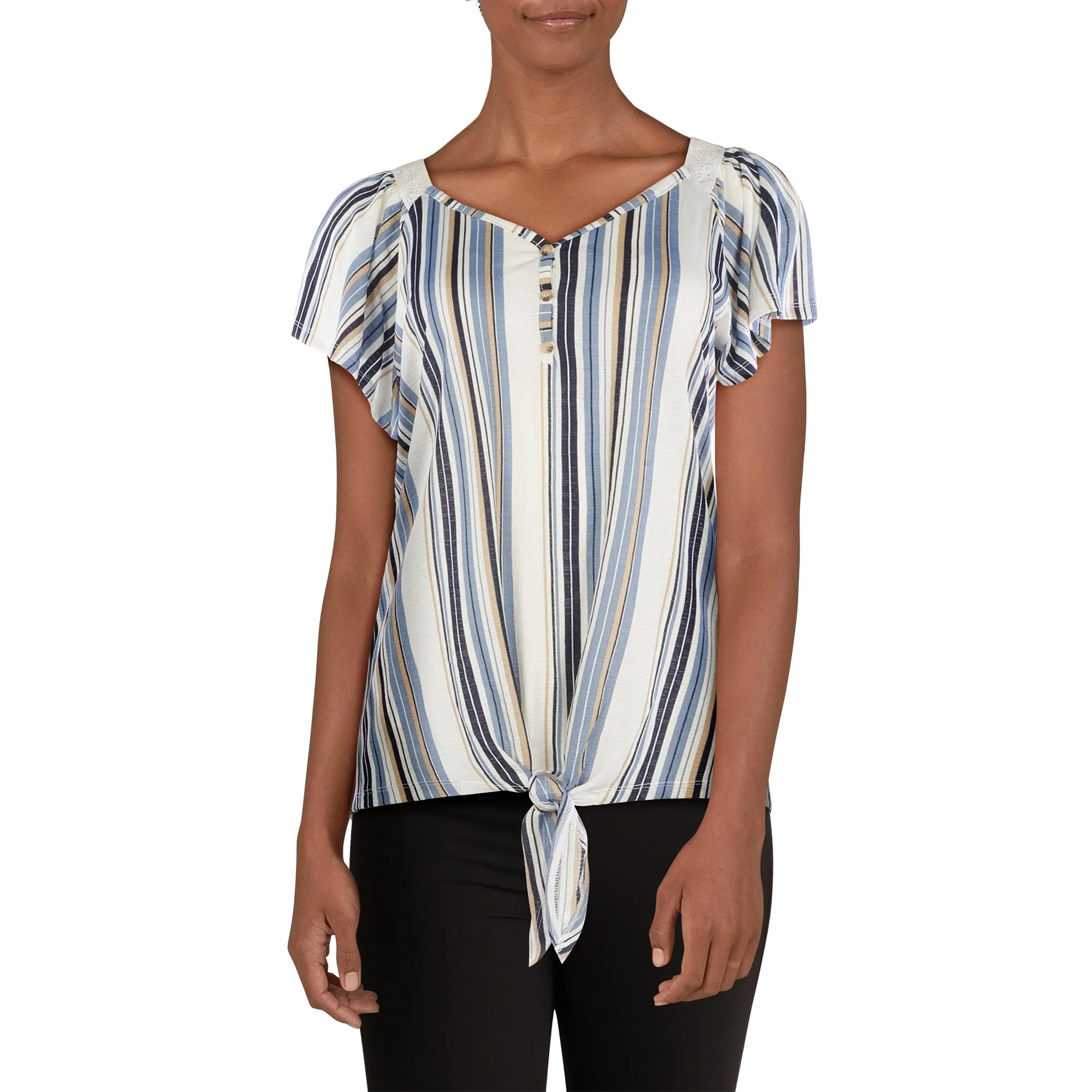 mySTYLE Women's Festival Printed Tie Front Flutter Top sold by Giant Tiger product image thumbnail 3