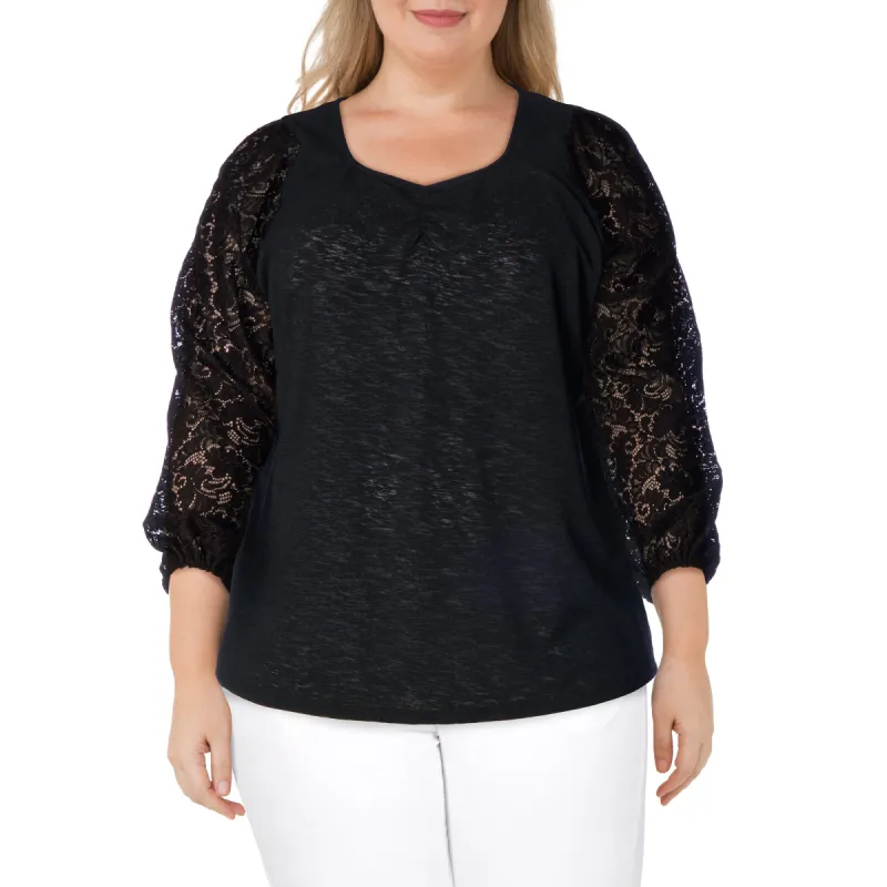lily morgan Women's Plus Lace Sleeve Top sold by Giant Tiger