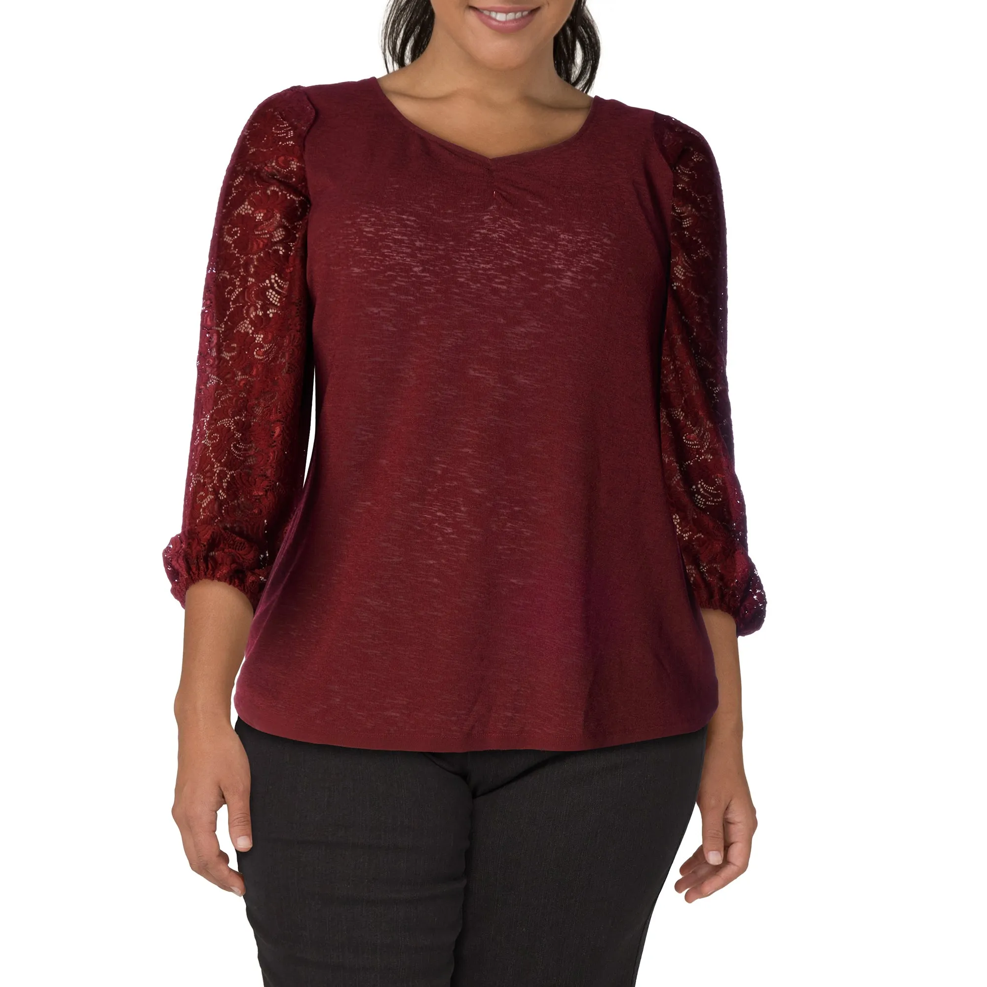 lily morgan Women's Plus Lace Sleeve Top sold by Giant Tiger product image thumbnail 2