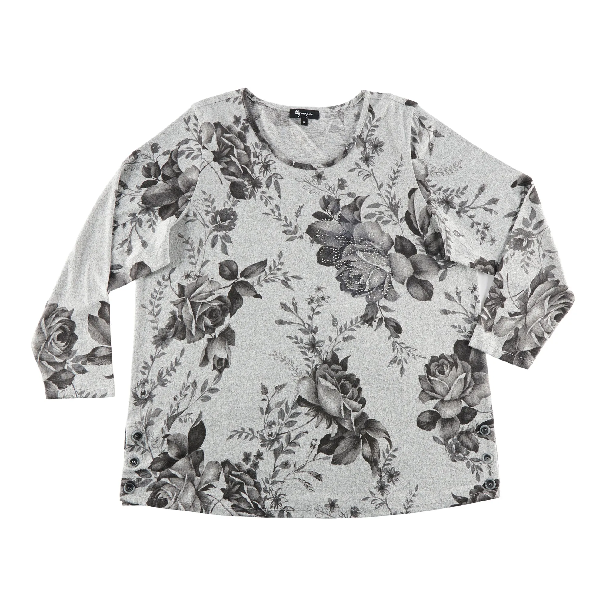 lily morgan Women's Plus Snit Side Button Blouse sold by Giant Tiger product image thumbnail 3