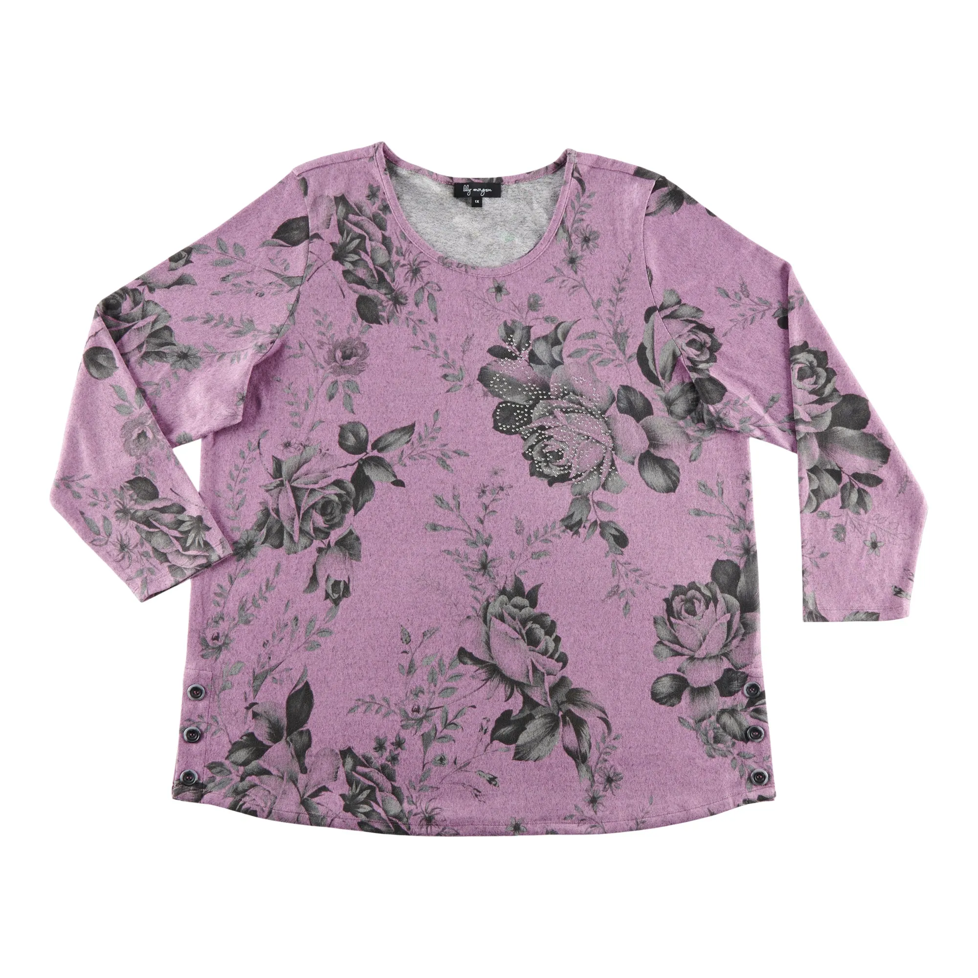 lily morgan Women's Plus Snit Side Button Blouse sold by Giant Tiger product image thumbnail 4