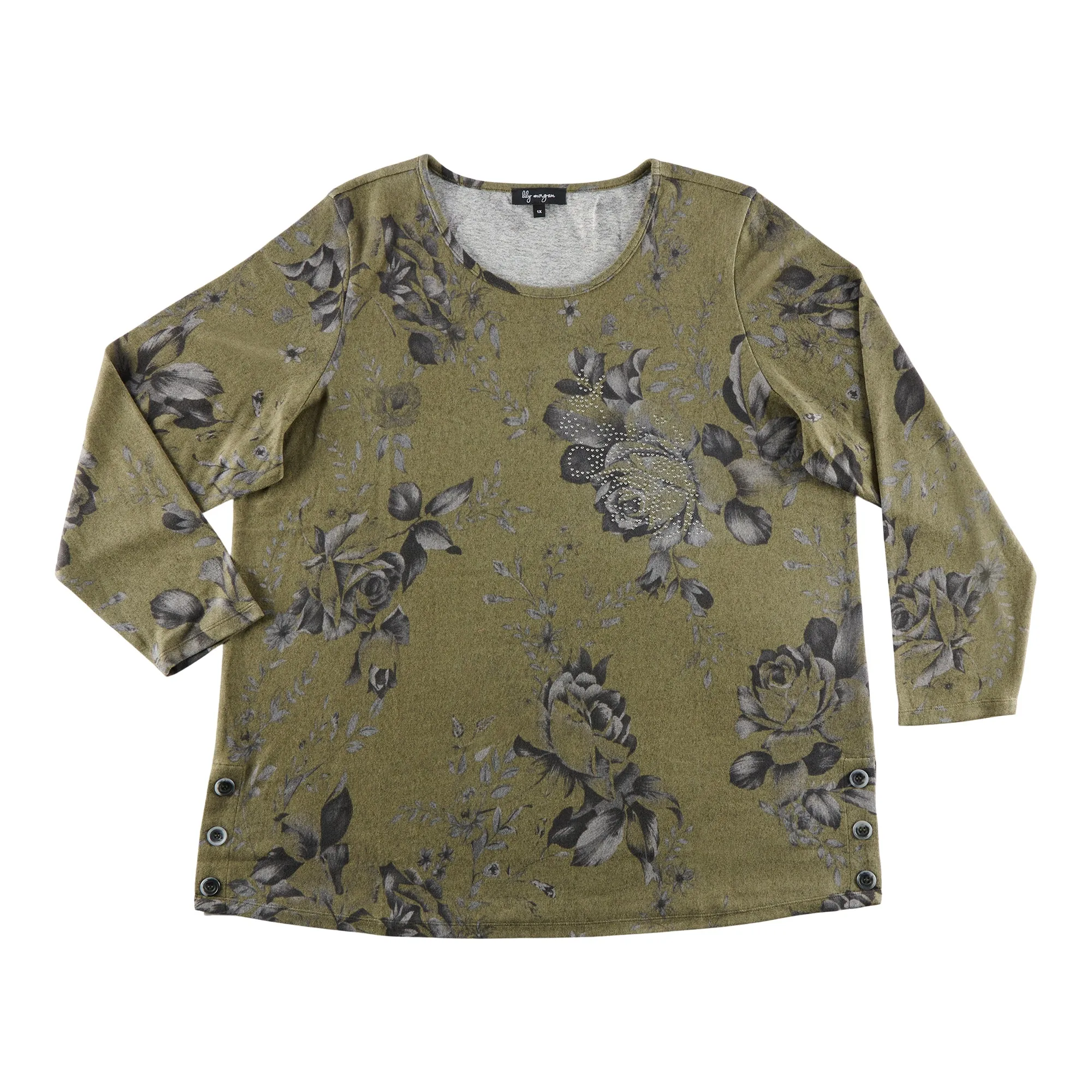 lily morgan Women's Plus Snit Side Button Blouse sold by Giant Tiger product image thumbnail 2