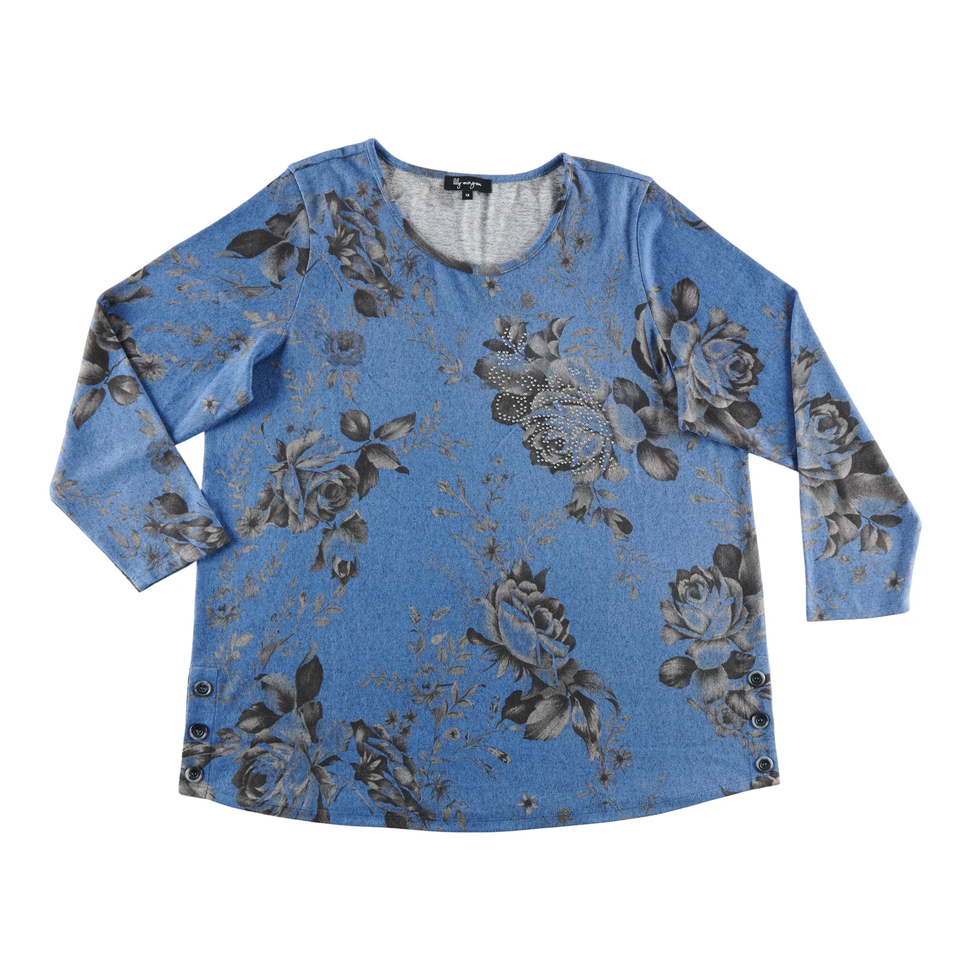 lily morgan Women's Plus Snit Side Button Blouse sold by Giant Tiger