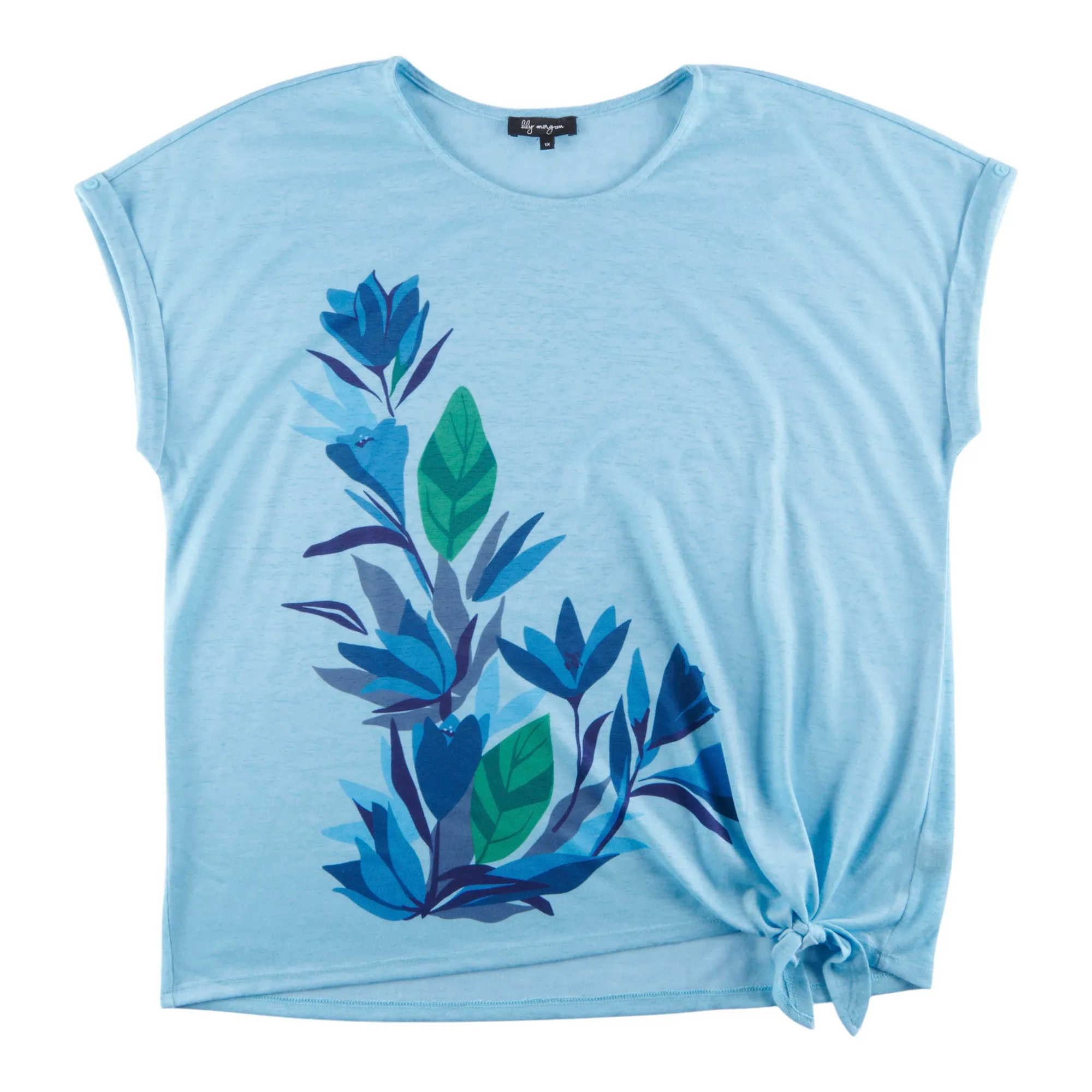 lily morgan Women's Plus Short Sleeve Top with Front Knot sold by Giant Tiger product image thumbnail 2